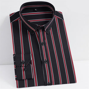 Men's Polyester Turndown Collar Long Sleeve Single Breasted Shirt