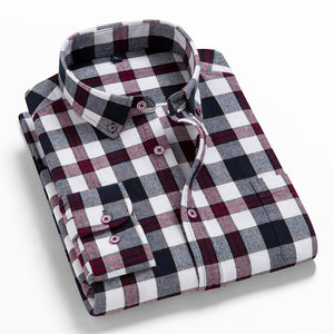 Men's 100% Cotton Single Breasted Full Sleeve Plaid Casual Shirt