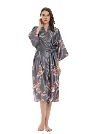 Women's Polyester Short Sleeve Printed Pattern Nightwear Robe