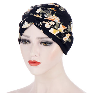 Women's Arabian Soft Twisted Printed Pattern Elastic Cap For Hijabs