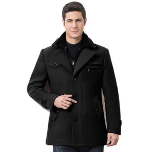 Men's Polyester Full Sleeve Winter Single Breasted Closure Jacket