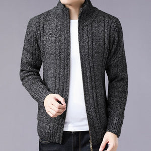 Men's Polyester Full Sleeves Zipper Closure Winter Causal Sweater