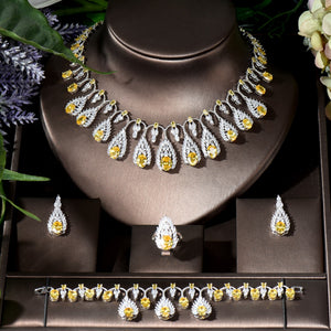 Women's Copper Cubic Zirconia Water Drop Wedding Jewelry Set