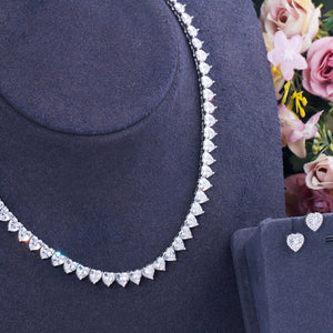 Women's Copper Cubic Zirconia Heart Pattern Wedding Jewelry Set
