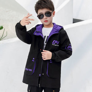 Kid's Cotton Full Sleeve Double Layer Casual Wear Hooded Jacket 