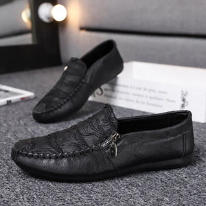 Men's Genuine Leather Round Toe Slip-On Closure Patchwork Shoes