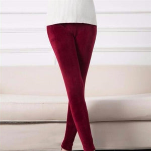 Women's Spandex High Waist Solid Pattern Thick Warm Leggings