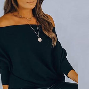 Women's Polyester Skew Collar Full Sleeve Solid Pattern Blouses