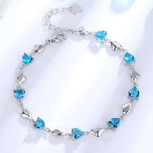 Women's 100% 925 Sterling Silver Zircon Trendy Charm Bracelet