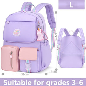 Kid's Girl Polyester Mixed Colors Zipper Closure School Backpack