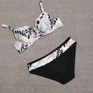 Women's V-Neck Low Waist Printed Pattern Quick-Dry Bikini Set