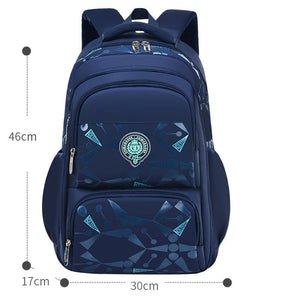 Kid's Boy Nylon Zipper Closure Waterproof Printed School Backpack