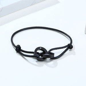 Men's Leather Knot Rope Circle Pattern Adjustable Casual Bracelet