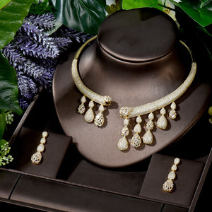 Women's Copper Cubic Zirconia Water Drop Bridal Jewelry Sets