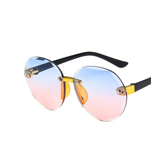Kid's Plastic Frame Gradient Rimless Oval UV400 Shades Sunglasses