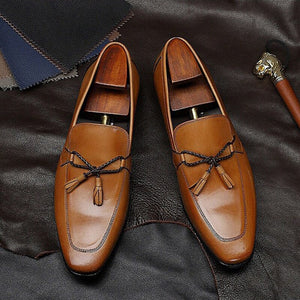 Men's Genuine Leather Pointed Toe Slip-On Closure Formal Shoes