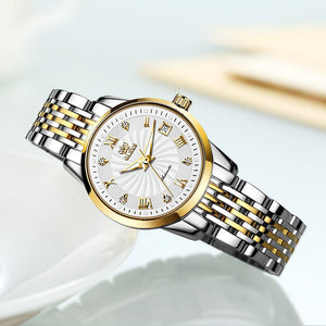 Women's Stainless Steel Bracelet Clasp Waterproof Luxury Watch
