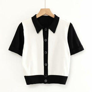 Women's Polyester Turn-Down Short Sleeves Button Up Vintage Tops