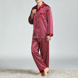 Men's Polyester Full Sleeves Printed Button Closure Nightwear