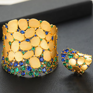 Women's Copper Cubic Zirconia Bridal Wedding Charm Jewelry Set
