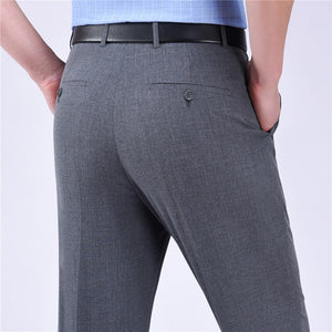 Men's Polyester Zipper Fly Closure Full Length Formal Wear Pants