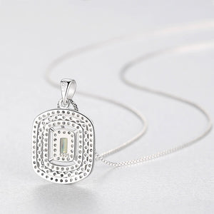 Women's 100% 925 Sterling Silver Geometric Topaz Pendant Necklace