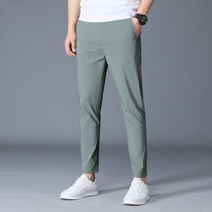 Men's Polyester Zipper Fly Closure Plain Pattern Formal Pants