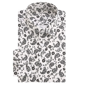 Men's Turn Down Collar Cotton Full Sleeve Floral Casual Shirt