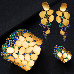 Women's Copper Cubic Zirconia Bridal Wedding Charm Jewelry Set