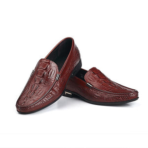 Men's Genuine Leather Square Toe Slip-On Closure Casual Shoes