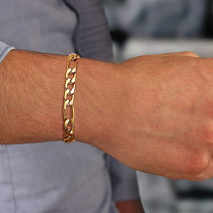 Men's Stainless Steel Lobster Clasp Round Trendy Pattern Bracelet