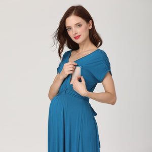 Women's Spandex Short Sleeve Breastfeeding Maternity Causal Dress