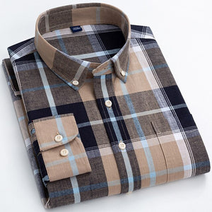 Men's Cotton Full Sleeves Single Breasted Plaid Casual Wear Shirt