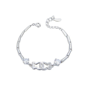 Women's 100% 925 Sterling Silver Zircon Geometric Charm Bracelet