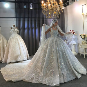 Women's Square-Neck Sleeveless Lace Up Luxury Wedding Dress