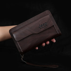 Men's PU Leather Zipper Closure Credit Card Handag Style Wallet