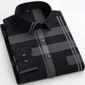 Men's Polyester Turn Down Full Sleeves Striped Pattern Shirt