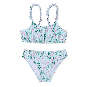 Kid's Girl Polyester Printed Summer Bathing Swimwear Bikini Set