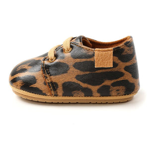 Baby's Round Toe Lace-Up Closure Leopard Print Casual Shoes