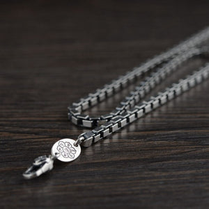 Men's 100% 925 Sterling Silver Box Chain Geometric Necklace