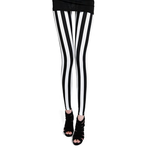 Women's Polyester High Waist Pattern Quick Dry Striped Leggings