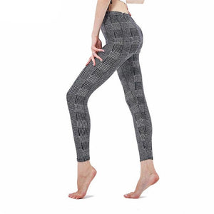 Women's Polyester High Waist Pattern Quick Dry Plaid Leggings