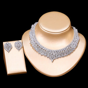 Women's Copper Cubic Zirconia Heart Shape Bridal Jewelry Set