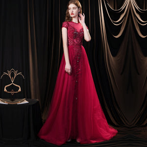 Women's O-Neck Polyester Sparkly Rhinestone Luxury Party Dress