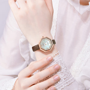 Women's Genuine Leather Shock Resistant Waterproof Wrist Watch