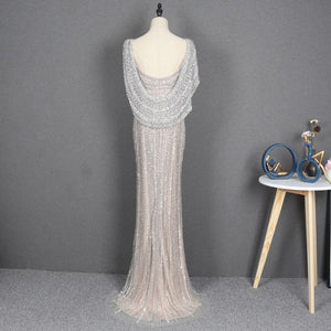 Women's V-Neck Polyester Sleeveless Beading Sparkle Maxi Dress