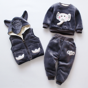 Baby's Velvet Full Sleeve Winter Thickening Three-Piece Suit
