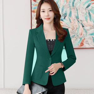 Women's Notched Collar Polyester Full Sleeves Slim Elegant Blazer