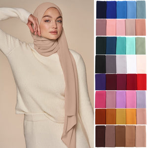 Women's Arabian Polyester Quick-Dry Solid Pattern Trendy Hijabs