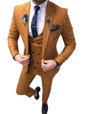 Men's Shawl Collar Long Sleeve Single Breasted Three-Piece Suit